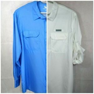 (2)Field&Stream Fishing Shirts Mens 3X Blue/White